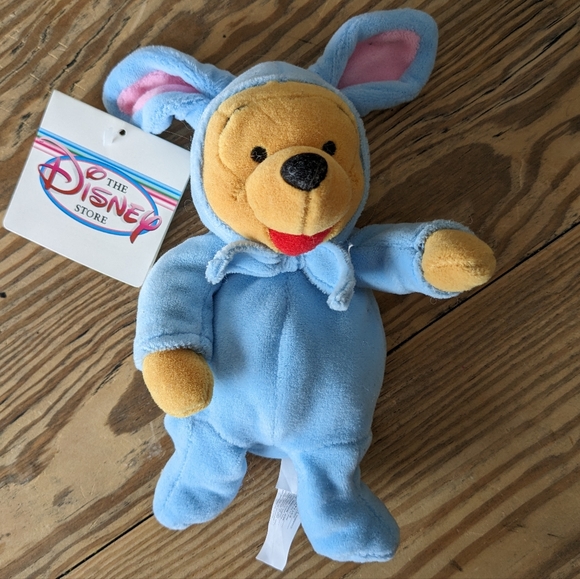 Winnie the Pooh Dressed as a Blue Bunny Stuffed Animal Vintage NWT Disney - Picture 1 of 4